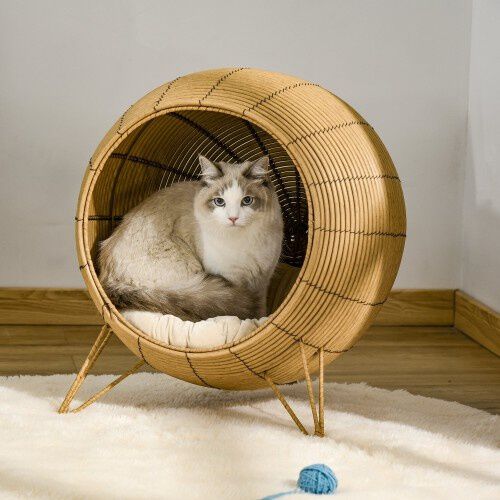 Cama cueva para gatos PawHut de mimbre Tiendanimal