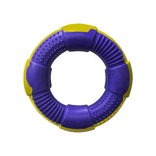 Dur Juguete Aro Mordedor violeta y amarillo con aroma mora para perros