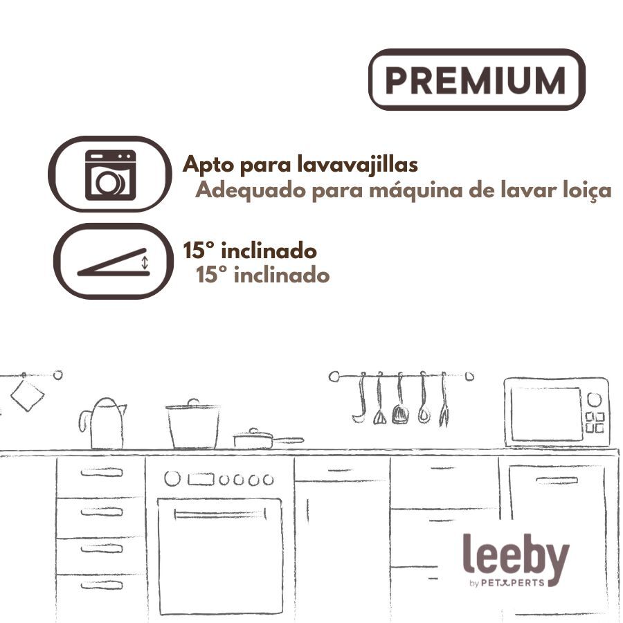 Leeby Comedero Elevado Inclinado de Cer&aacute;mica Blanco para gatos, , large Imagen numero 5