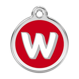 Red Dingo Placa identificativa Acero Inoxidable Esmalte Alfabeto Letra W Rojo para perros