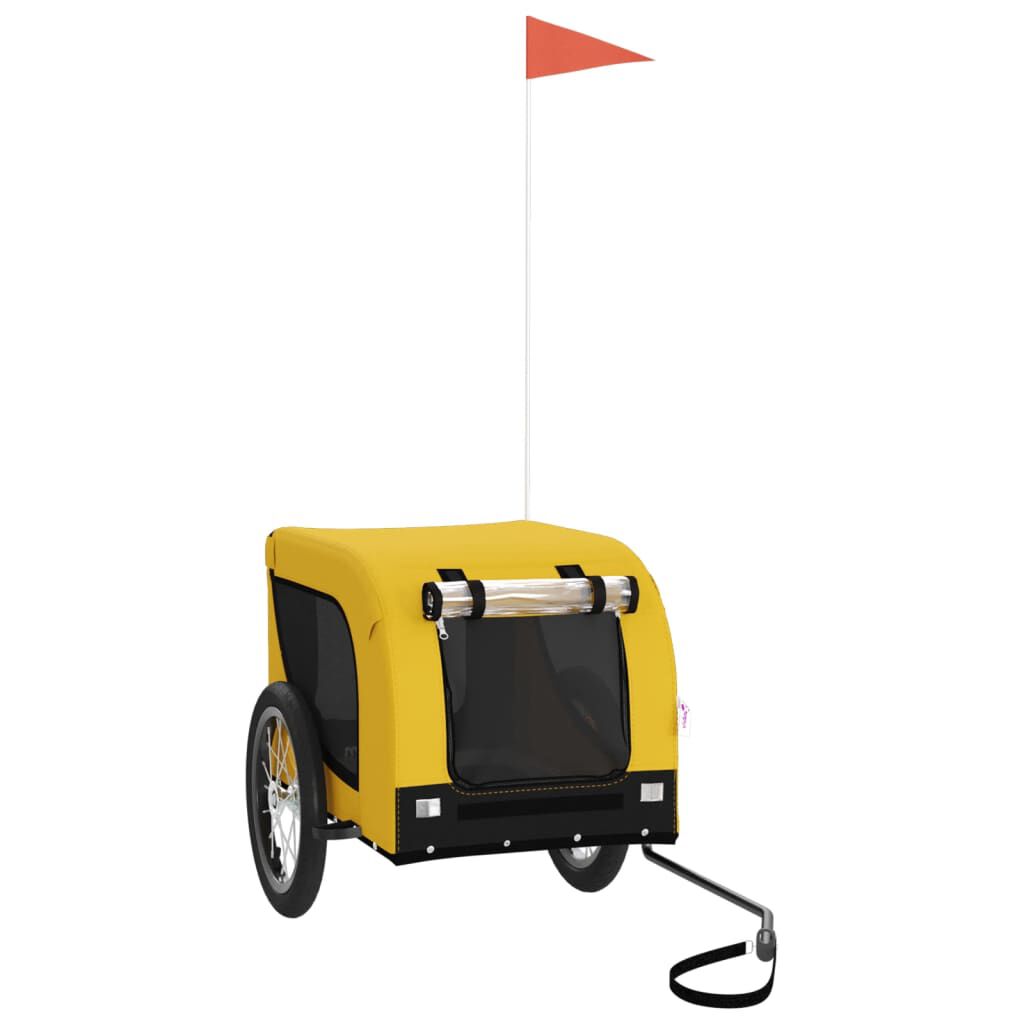 vidaXL Remolque bicicleta de perros hierro tela Oxford amarillo negro, , large Imagen numero 1