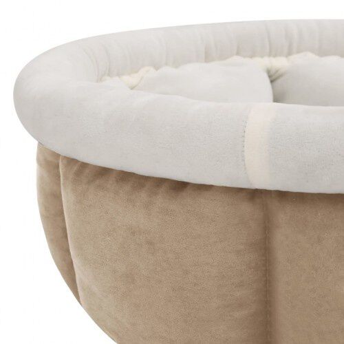 Vidaxl cuna redonda con coj&iacute;n beige para mascotas, , large Imagen numero 6