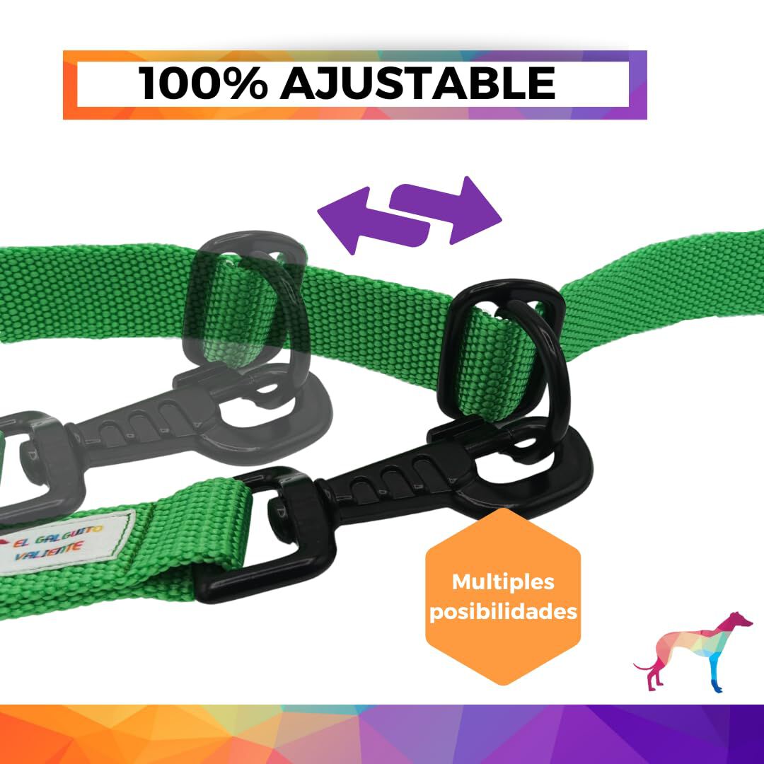 EGV - Correa multiposicion perro con doble asa de neopreno. Correa perro manos libres de 2,50 metros de longitud. (Verde), , large Imagen numero 3