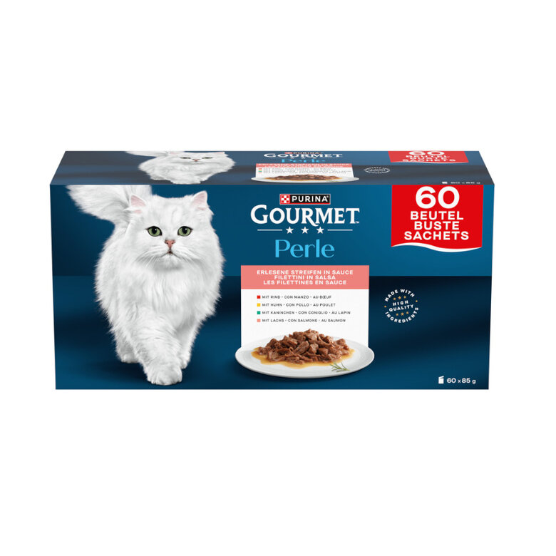 120 sobres x 85 g Gourmet Perle Finas Láminas en salsa sobres para gatos ¡Pack ahorro!
