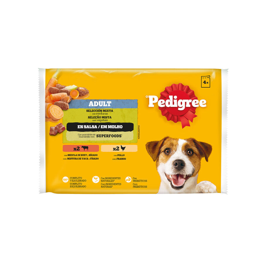 Multipack Pedigree Pollo, Buey y verduras en salsa