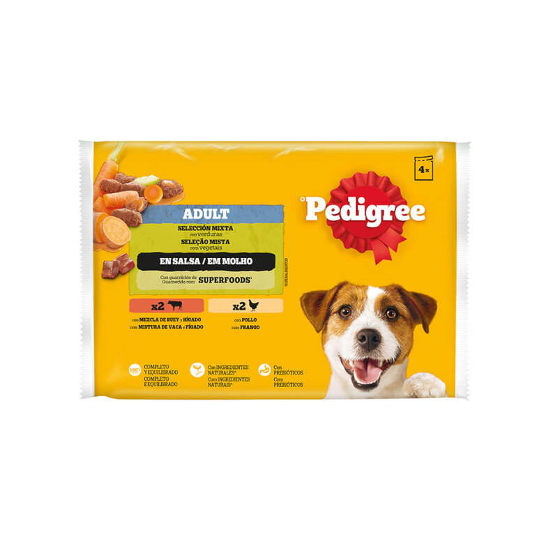 Multipack Pedigree Pollo, Buey y verduras en salsa