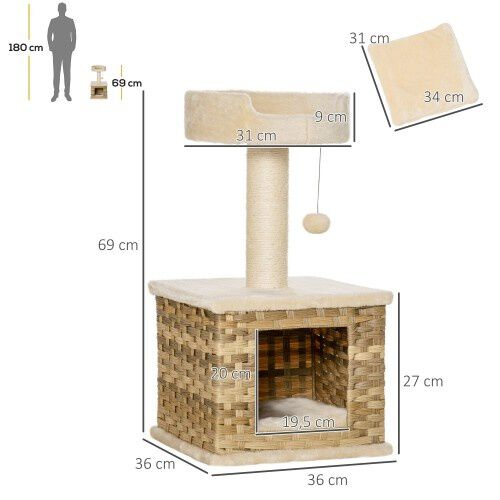 PawHut &aacute;rbol rascador con cueva para gatos, , large Imagen numero 2