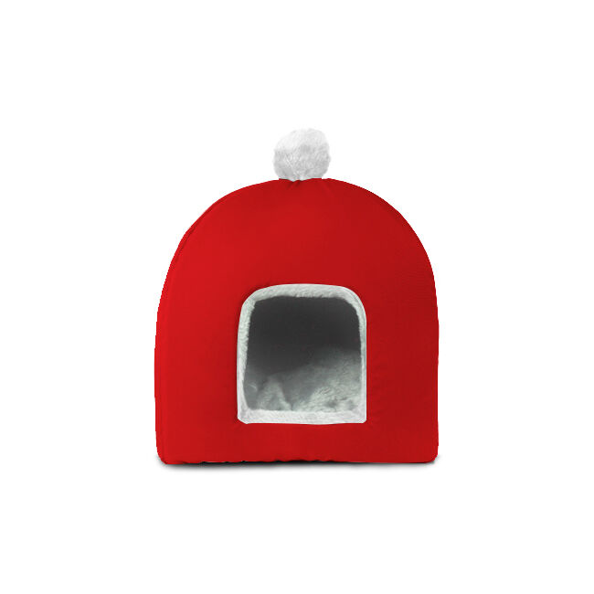 Gauty Cama Redonda para Perros y Gatos  Tela Impermeable y pelo - Rojo y blanco, , large Imagen numero 1