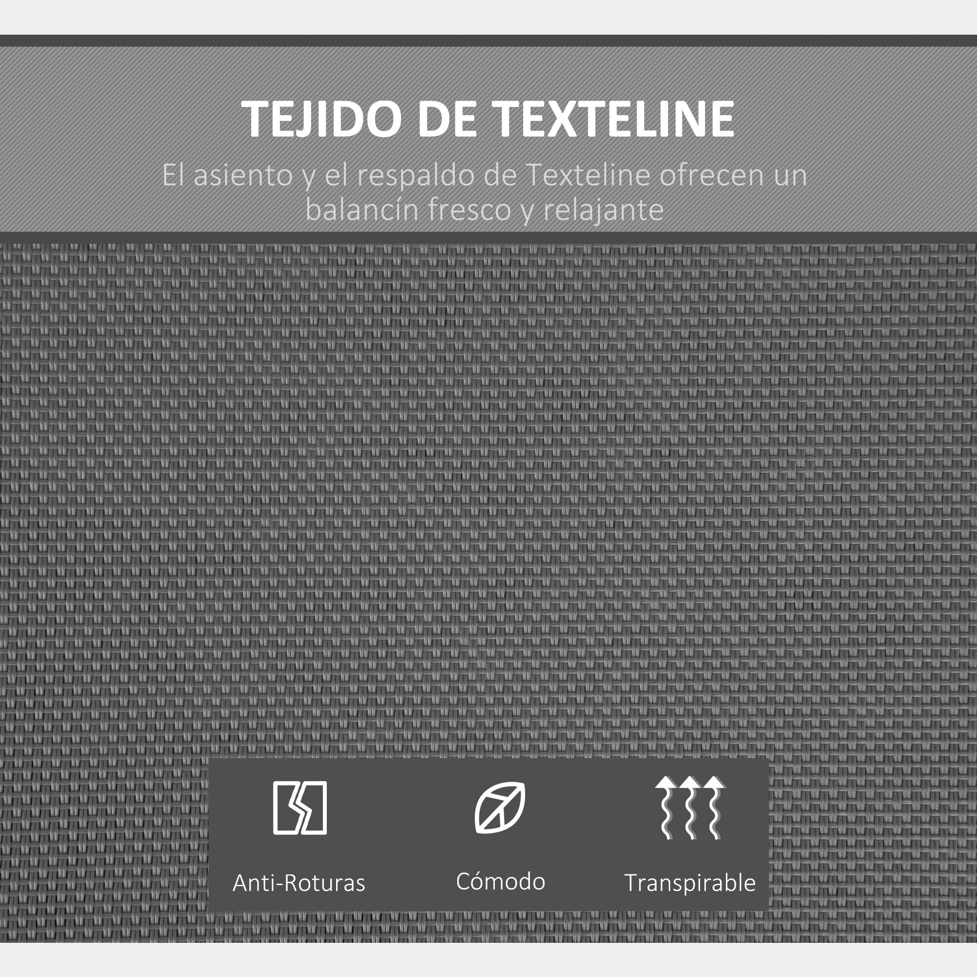 Outsunny Columpio Balanc&iacute;n de Jard&iacute;n de 2 Plazas con Techo Ajustable Respaldo Transpirable y Marco de Acero para Balc&oacute;n Terraza Exterior Carga M&aacute;x. 220 kg 150x110x170 cm Gris, , large Imagen numero 5