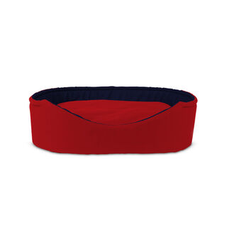 Gauty Cama Oval Tela de sarga  Rojo y azul para Perros y Gatos