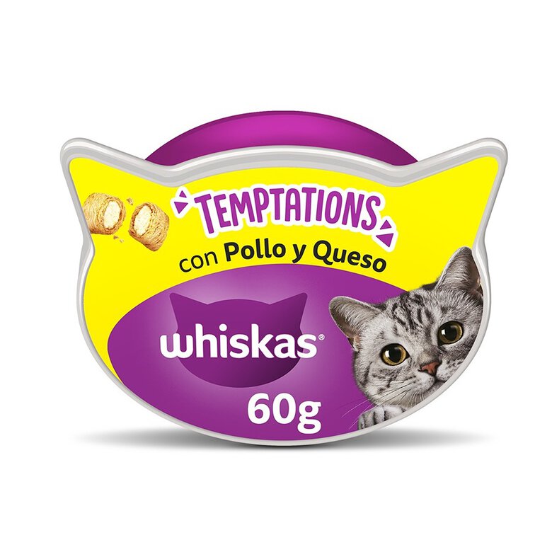 Whiskas Temptations Snacks Pollo y Queso para Gatos, , large image number null