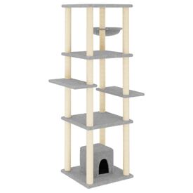 VidaXL Rascador Grande con postes de sisal y plataformas gris oscuro para gatos