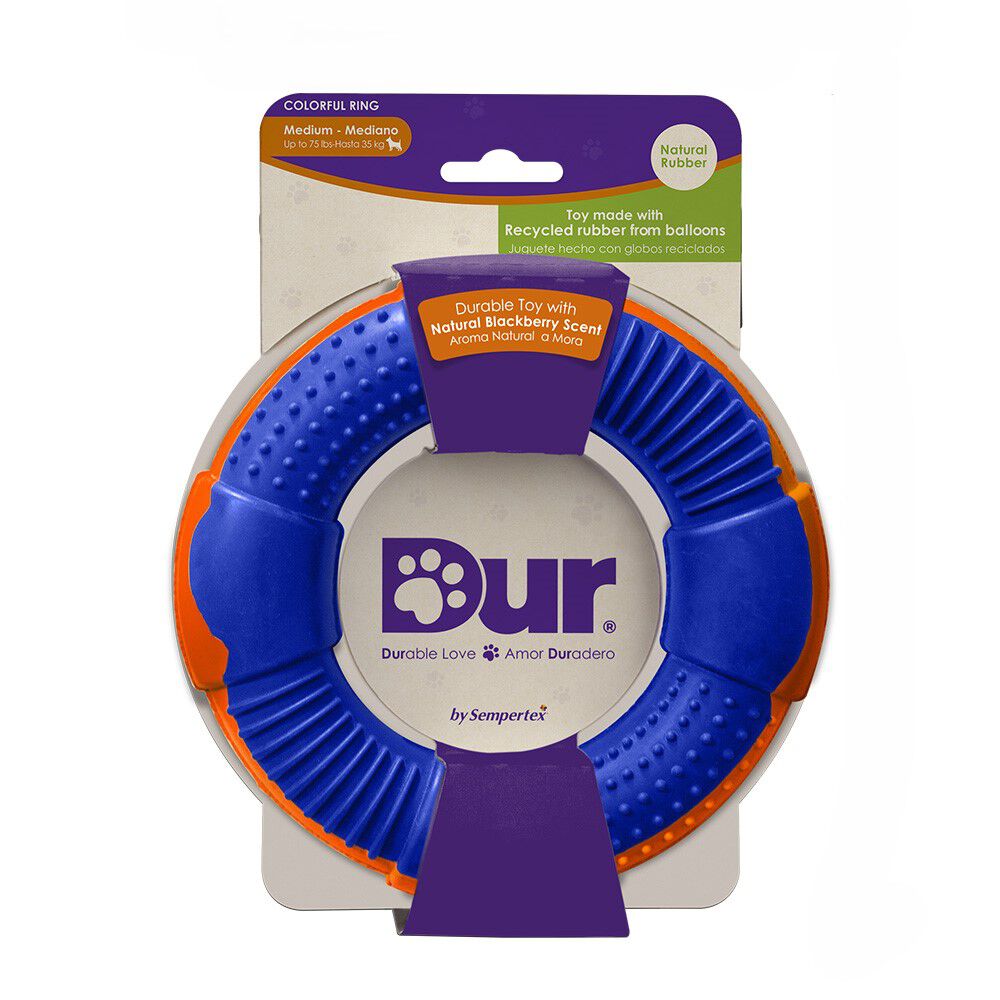 Juguete Aro Mordedor azul y naranja con aroma mora 13cm para perros, , large Imagen numero 2