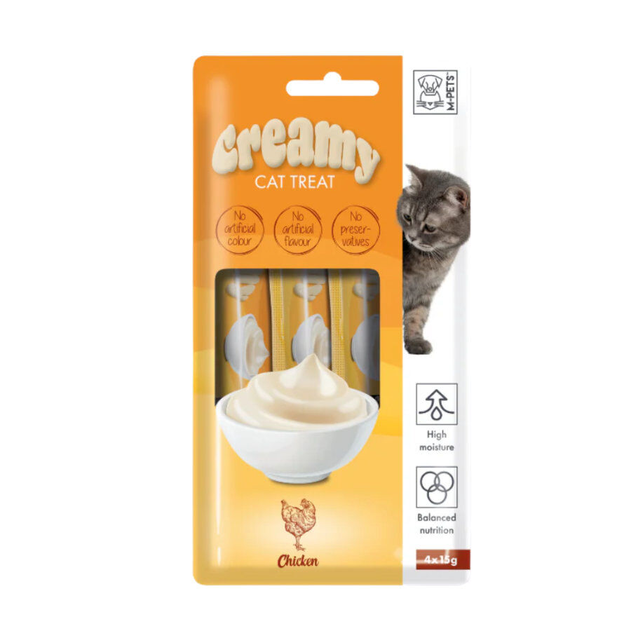 4 sobres x 15 g M-Pets Creamy Pollo snack para gatos, , large Imagen numero 1