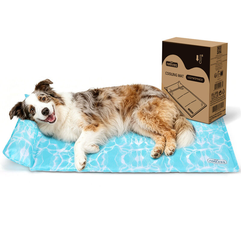 Nobleza Manta Refrescante con Almohada Cervical para Perros y Gatos &ndash; Gel Auto-refrescante sin Agua, Tela Oxford 300D Antidesgarro, 65x50 &ndash; Azul Claro, , large Imagen numero 8
