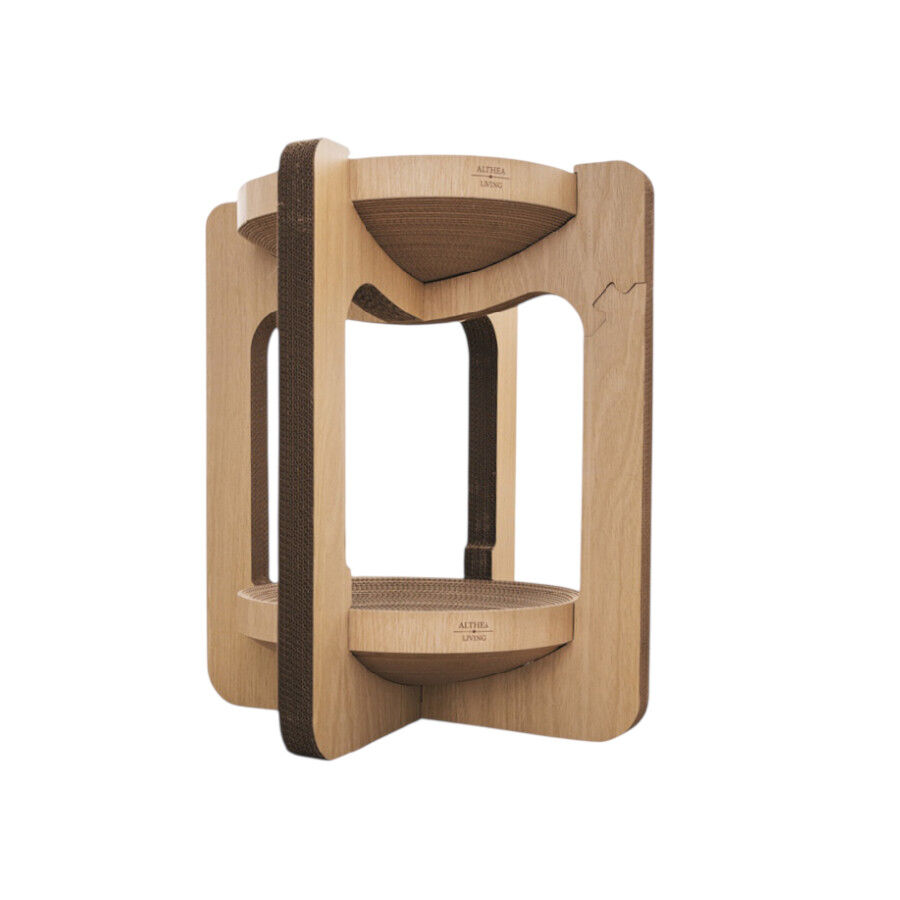 Althea Living - Rascador torre para gatos, cart&oacute;n corrugado, 2 alturas, reversible, , large Imagen numero 1