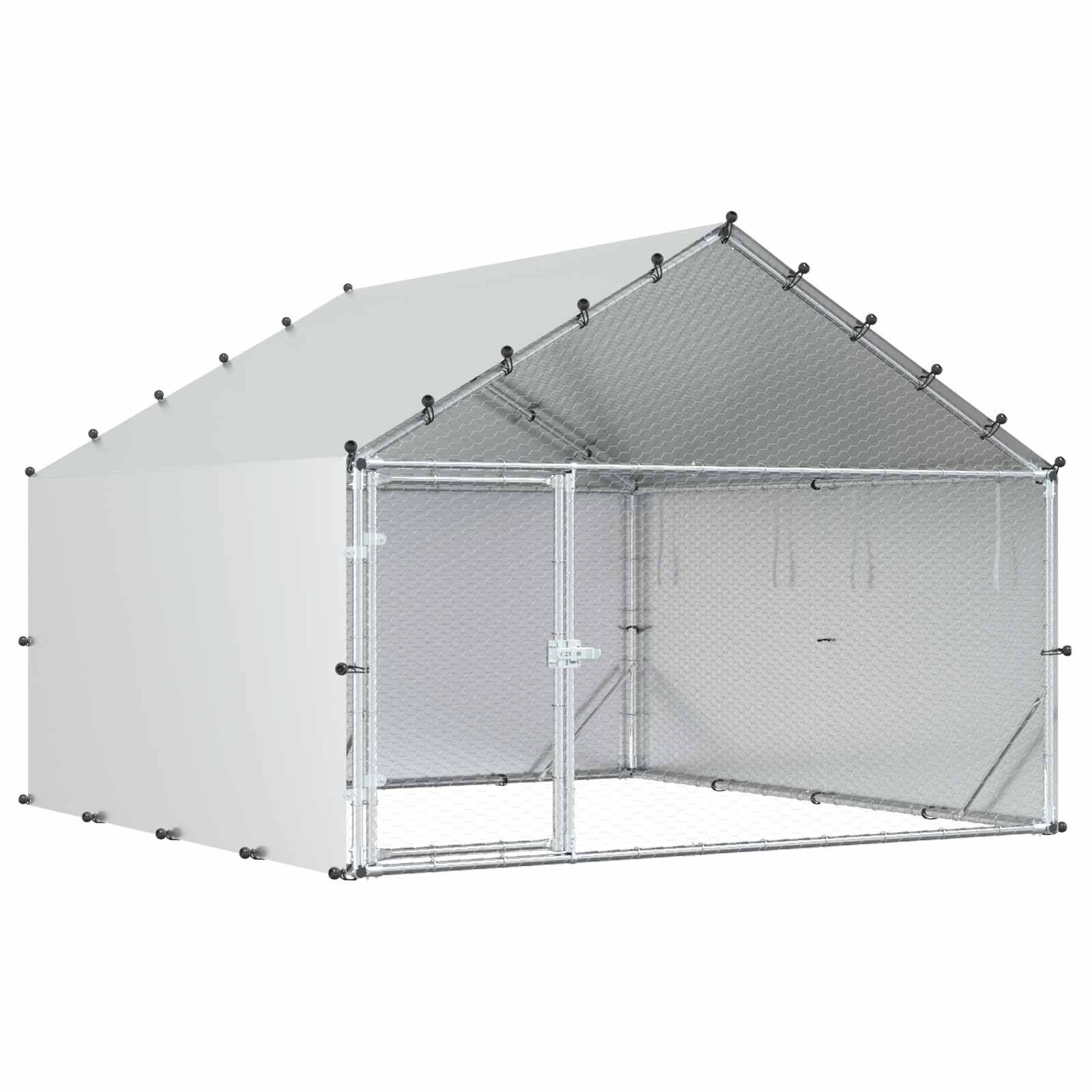 vidaXL Gallinero con Techo Plateado Acero Galvanizado Casa para Pollos Recinto, , large Imagen numero 6