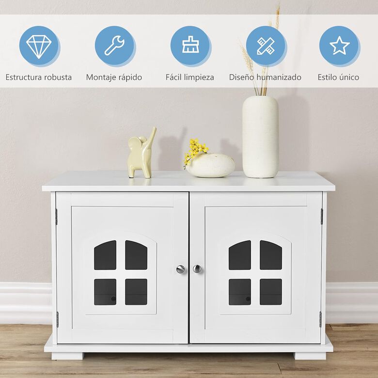 COSTWAY Casita-mesita de Noche con Doble Puerta y Ventana para Gatos thumbnail