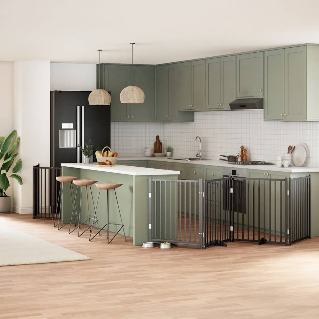 vidaXL Puerta para Perros Plegable Paneles Puerta de Seguridad Madera de &Aacute;lamo, , large Imagen numero 2