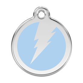 Red Dingo Placa identificativa Acero Inoxidable Esmalte Rayo Azul Claro para perros