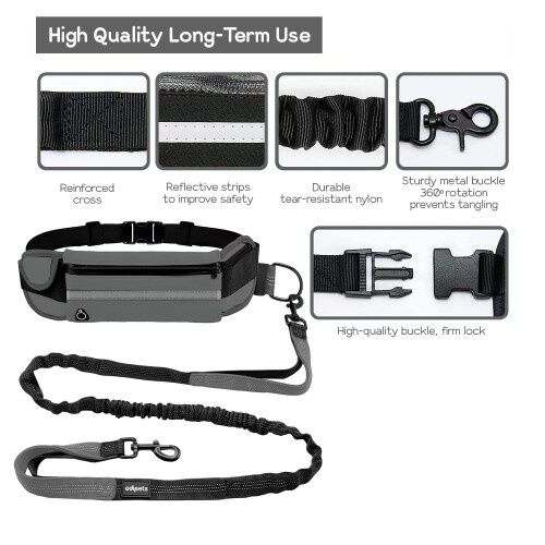 Edipets correa canicross manos libres gris para perros thumbnail