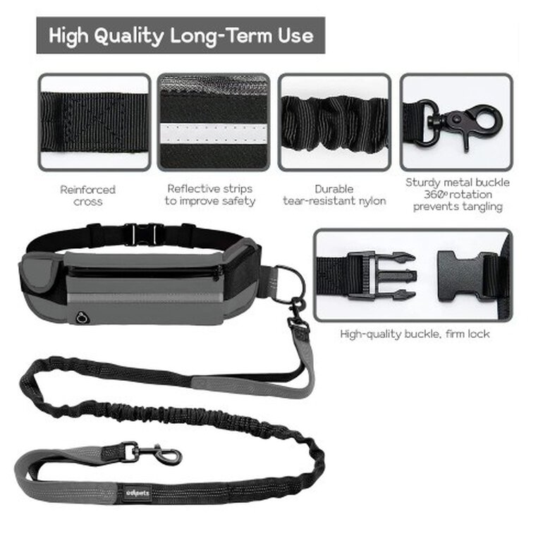 Edipets correa canicross manos libres gris para perros, , large image number null