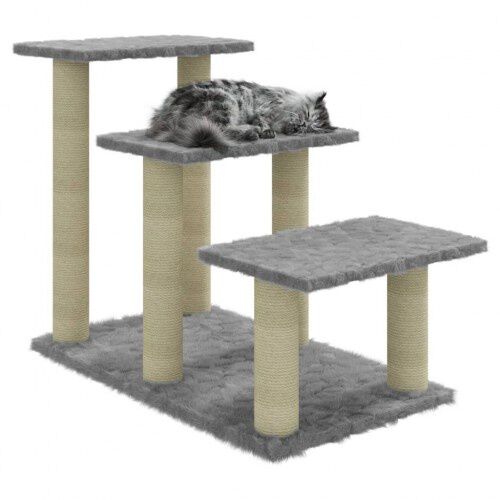 Vidaxl rascador en forma de escalera gris claro para gatos, , large Imagen numero 4