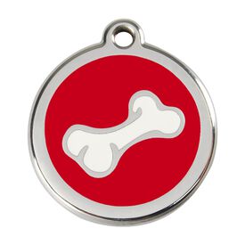Red Dingo Placa identificativa Acero Inoxidable Esmalte Comic Hueso Rojo para perros