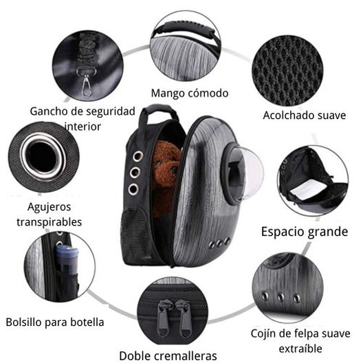 Mochila transportin color Negro, , large image number null