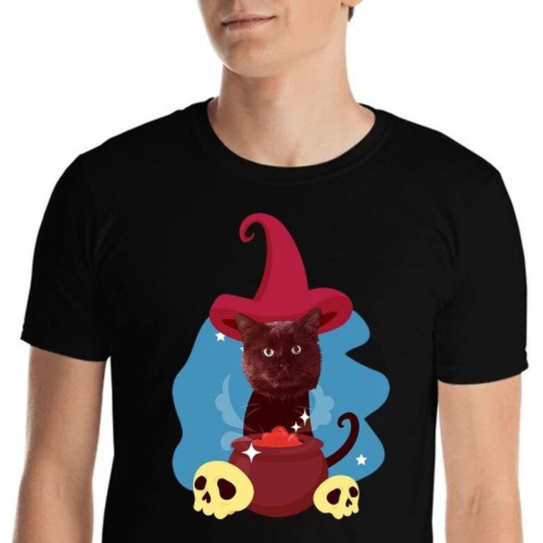 Mascochula camiseta hombre el brujo personalizado con tu mascota negro thumbnail