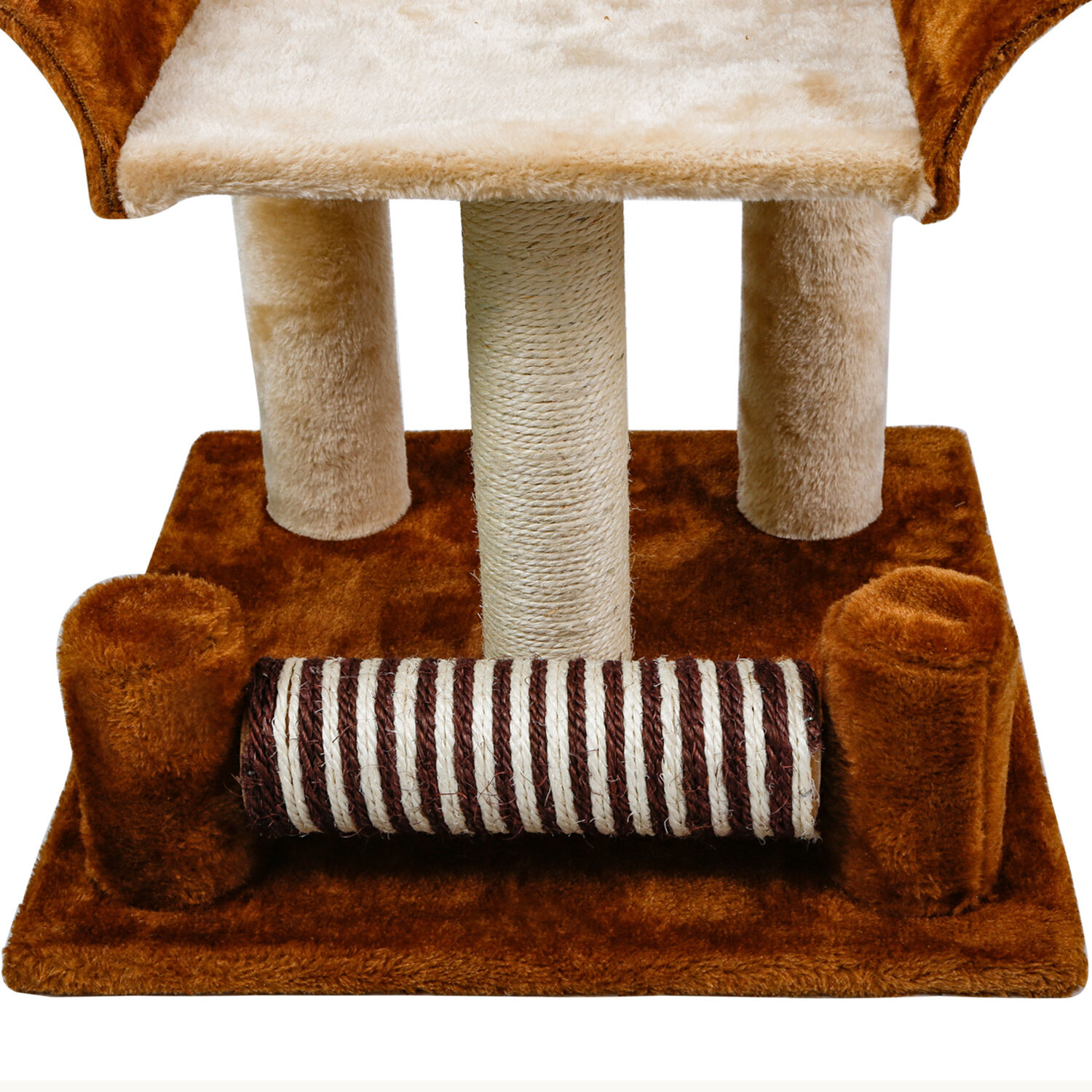 Nobleza - &Aacute;rbol rascador para Gatos de Dos Plataformas con Cueva y Juguetes Colgantes. Color marr&oacute;n, 52*25*47 cms., , large Imagen numero 4