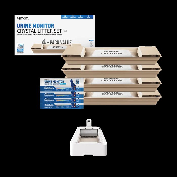 PETKIT Conjunto de arena cristalina con control de pH para gatos, compatible con la bandeja autolimpiante PUROBOT Crystal Duo, sistema de doble recogida de residuos, bandeja reemplazable, control de olores, gran capacidad de absorci&oacute;n, paquete de 4 unidades, , large Imagen numero 4