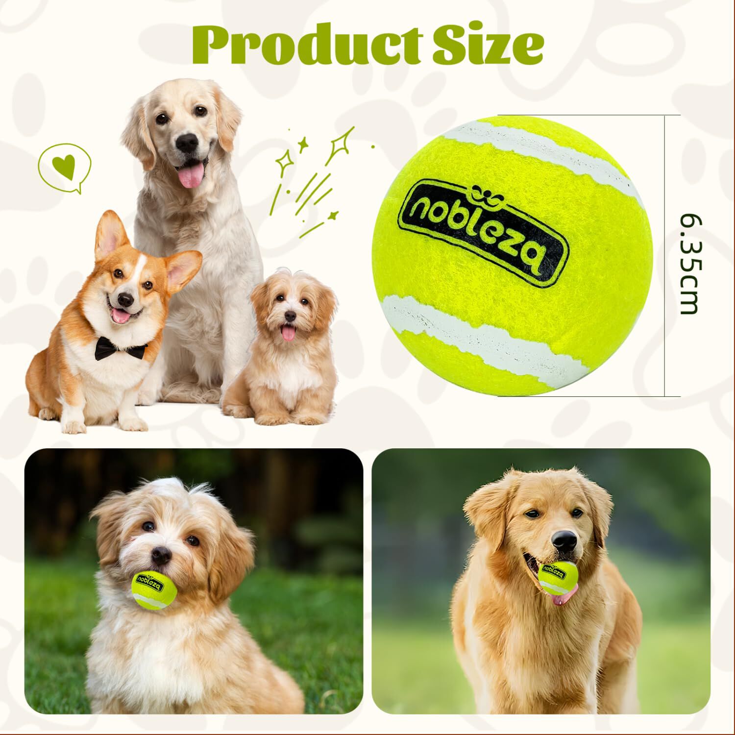 Nobleza Pelota Perro, 12 Pack Interactiva Pelotas Tenis para Perros, Pelota de Caucho Natural, Juguetes para Perros Duradera y El&aacute;stica para Peque&ntilde;os y Medianos - 6.35cm, , large Imagen numero 5