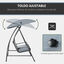 Outsunny Columpio Balancín Jardín de Ratán de 3 Plazas con Techo Ajustable y Cojín Desenfundable con Cremallera para Terraza Balcón Exterior Carga 360 kg 198x124x179 cm Gris, , large indicador imagen numero 4