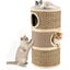 COSTWAY Barril Rascador para Gatos de 3 Pisos, 70 cm Torre para Gatos con Poste Rascado de Sisal con Cama Acolchada, &Aacute;rbol Rascador para Gato en Forma de Barril, Casa para Gatitos de Interior, , large indicador imagen numero 1
