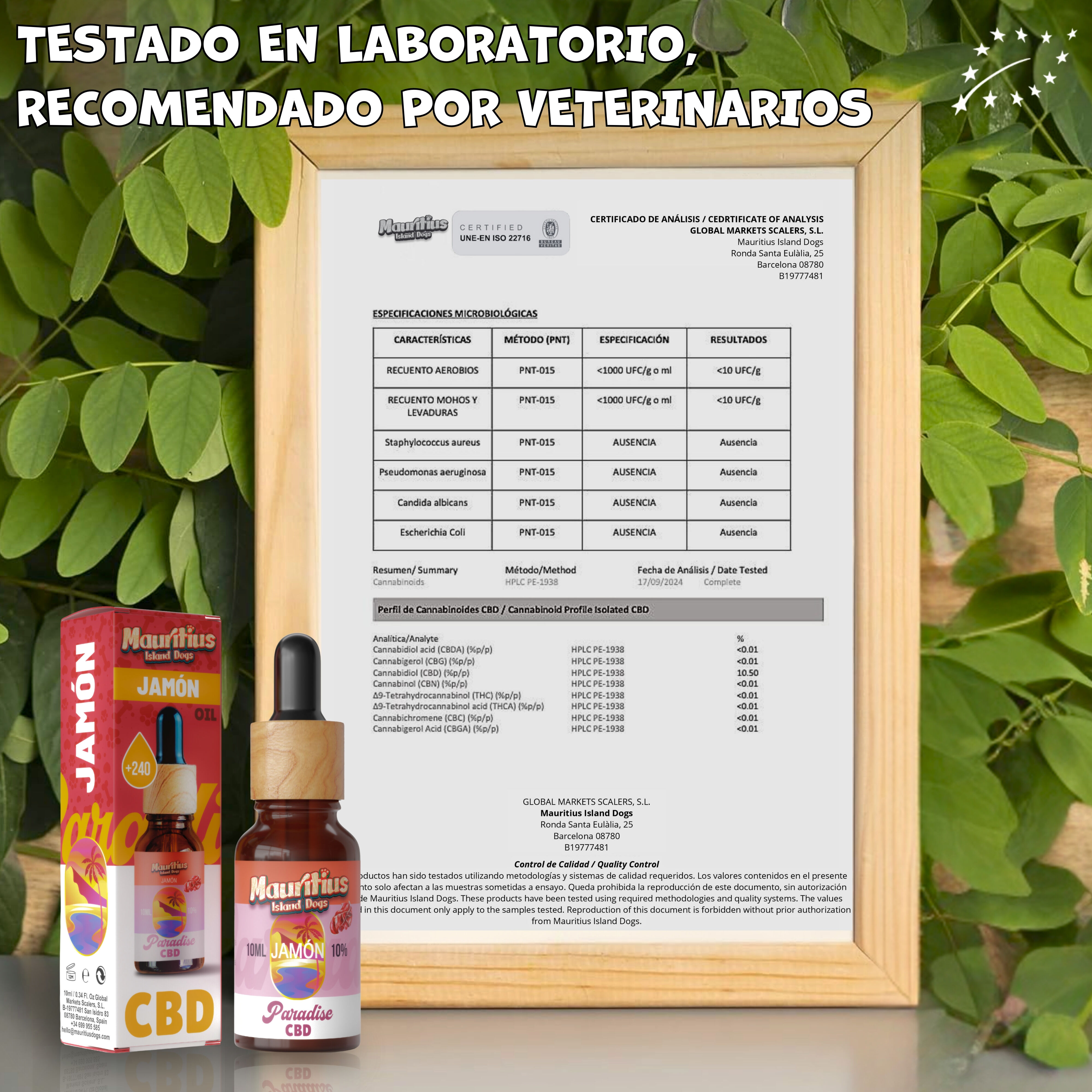 Paradise Jamón Aceite 10% CBD Relajante para Perros y Gatos thumbnail