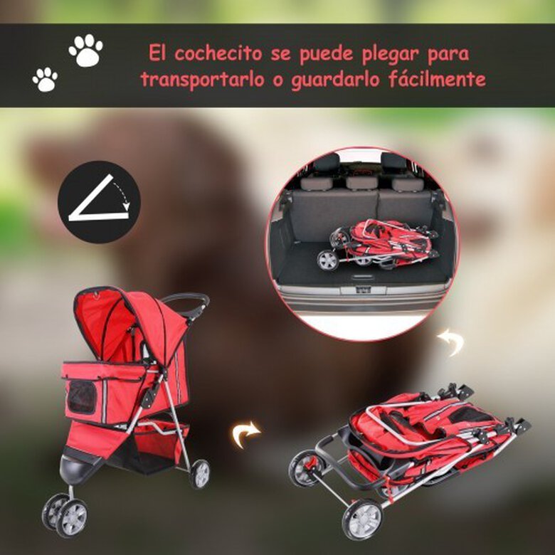 Cochecito plegable PawHut para mascotas color Rojo, , large image number null