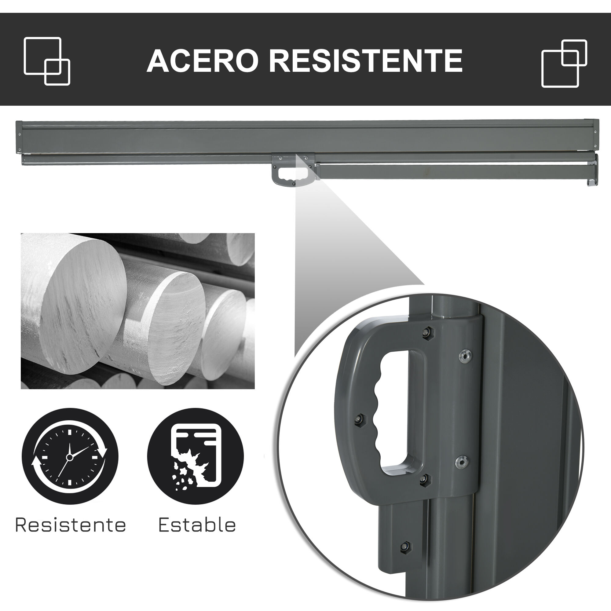 Outsunny Toldo Lateral Retr&aacute;ctil 300x160 cm Pantalla Enrollable Mampara de Privacidad y Protecci&oacute;n Solar para Jard&iacute;n Balc&oacute;n Terraza Gris, , large Imagen numero 5