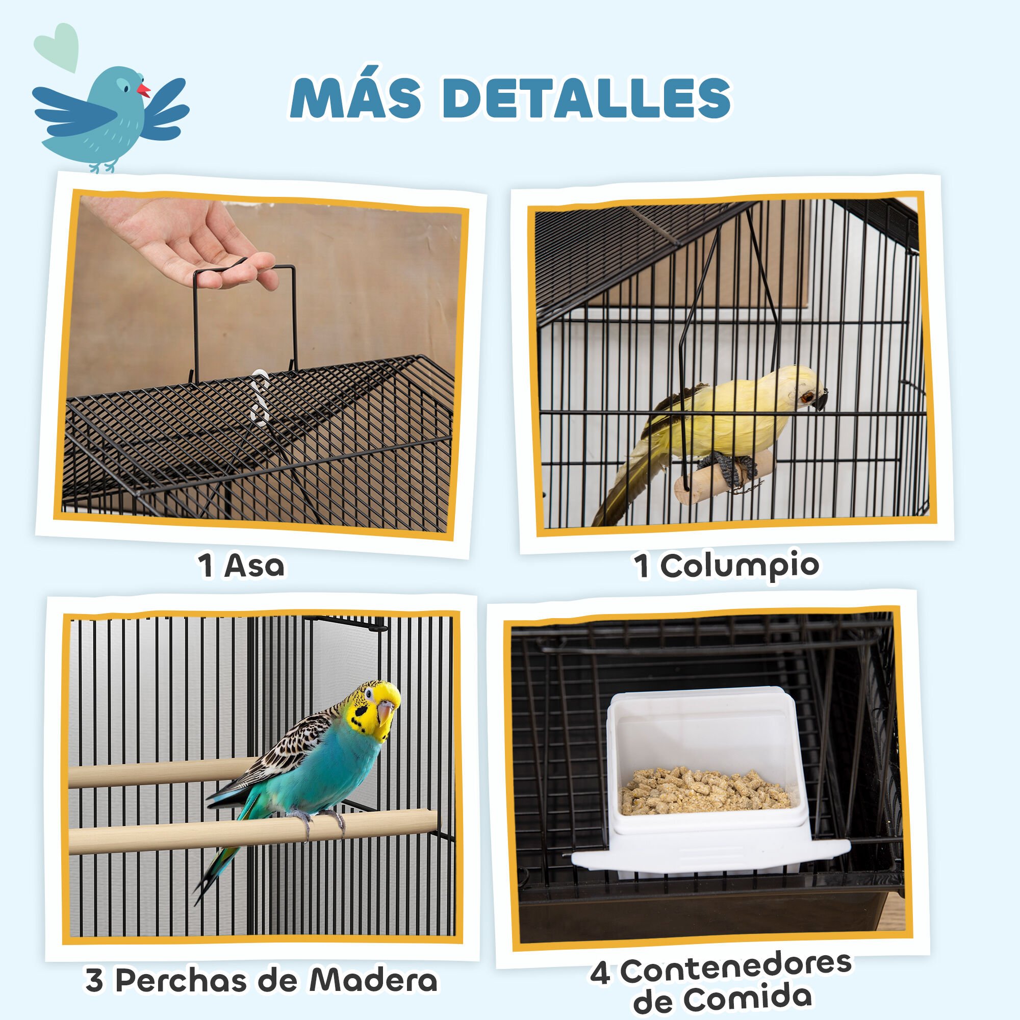 PawHut Jaula Negra para Pájaros thumbnail