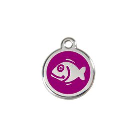 Red Dingo Placa identificativa Acero Inoxidable Esmalte Pez Morado para gatos