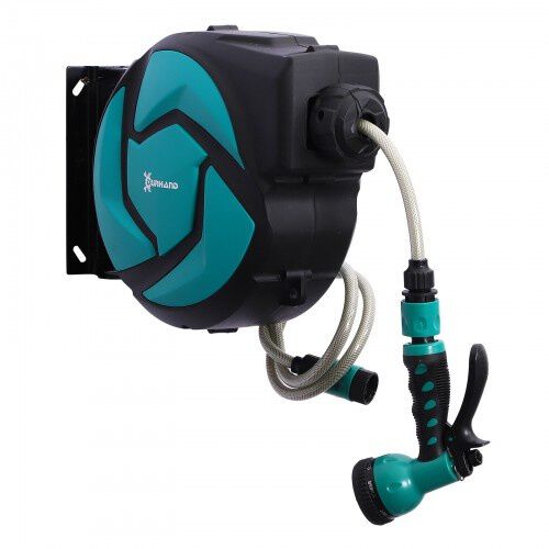 Carrete para manguera retráctil color Negro y Verde thumbnail