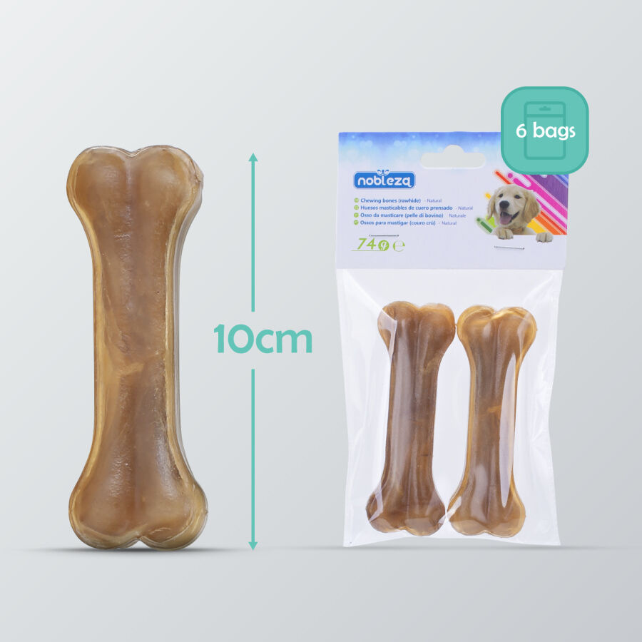 Nobleza - Hueso Prensado para Perros 12PCS (10cm) Fortalecedor de Dientes Stick Dental Dog Snack, Hueso de Nudillos de Cuero Crudo, Hueso para morder, 4 Inches, , large Imagen numero 5