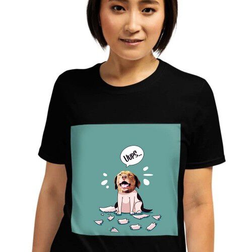 Mascochula camiseta mujer melasuda personalizada con tu mascota negro thumbnail