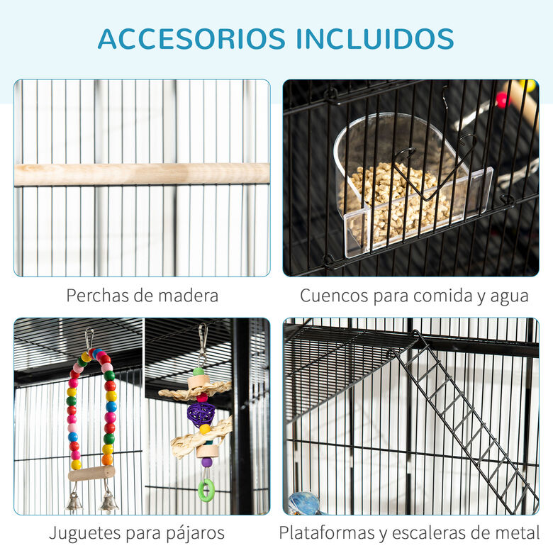 PawHut Jaula negra con Ruedas para pájaros thumbnail