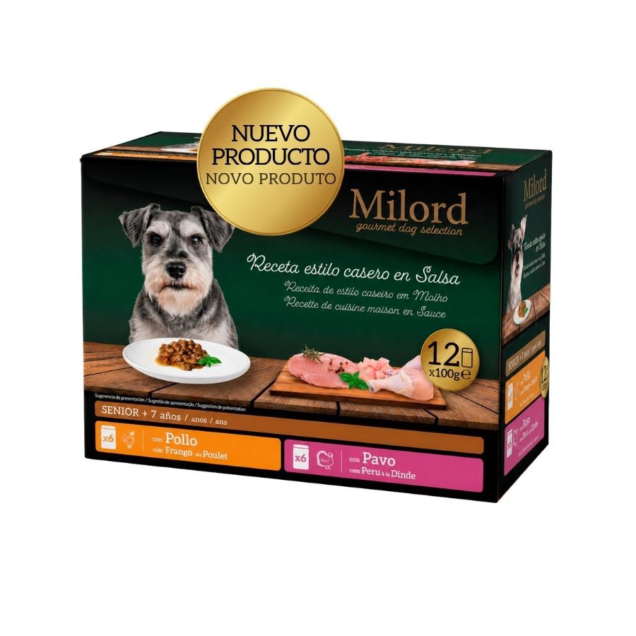 12 x 100 g Milord Senior +7 Receta estilo casero en salsa Sobres para perros - Multipack, , large Imagen numero 1