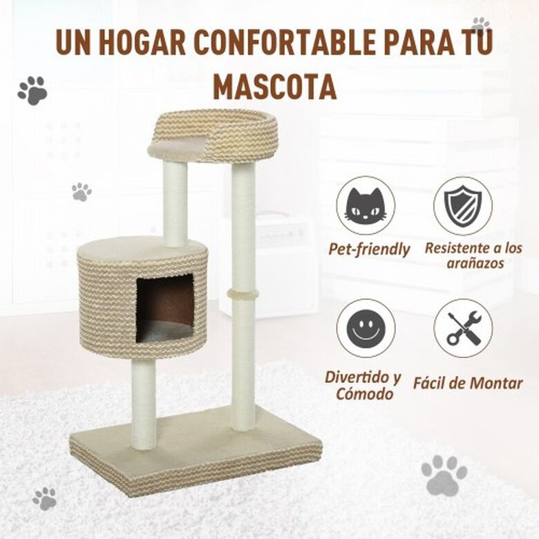PawHut Árbol rascador multiusos para gatos color Beige y Café thumbnail