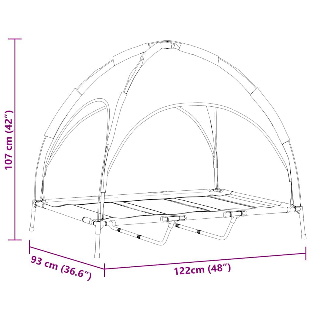 vidaXL Cama para Perros con Dosel Sof&aacute; Silla Tela Oxford y Acero Marr&oacute;n, , large Imagen numero 9