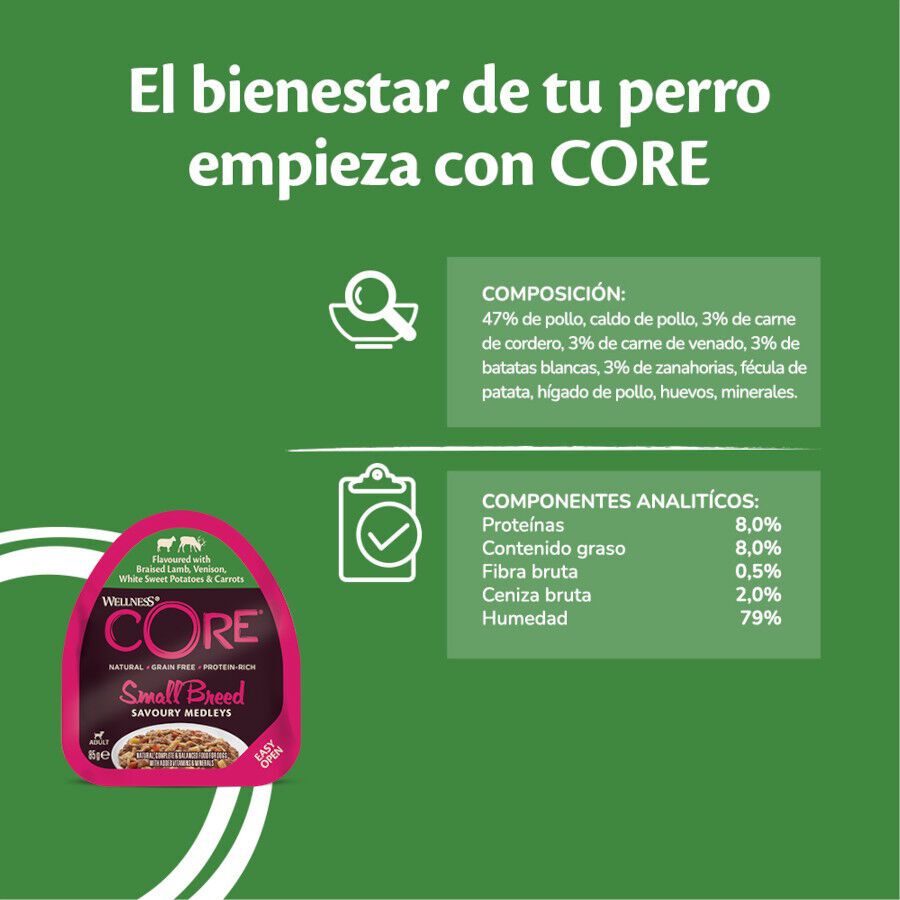 Wellness Core Small Breed Grain Free Cordero y Venado tarrina para perros thumbnail