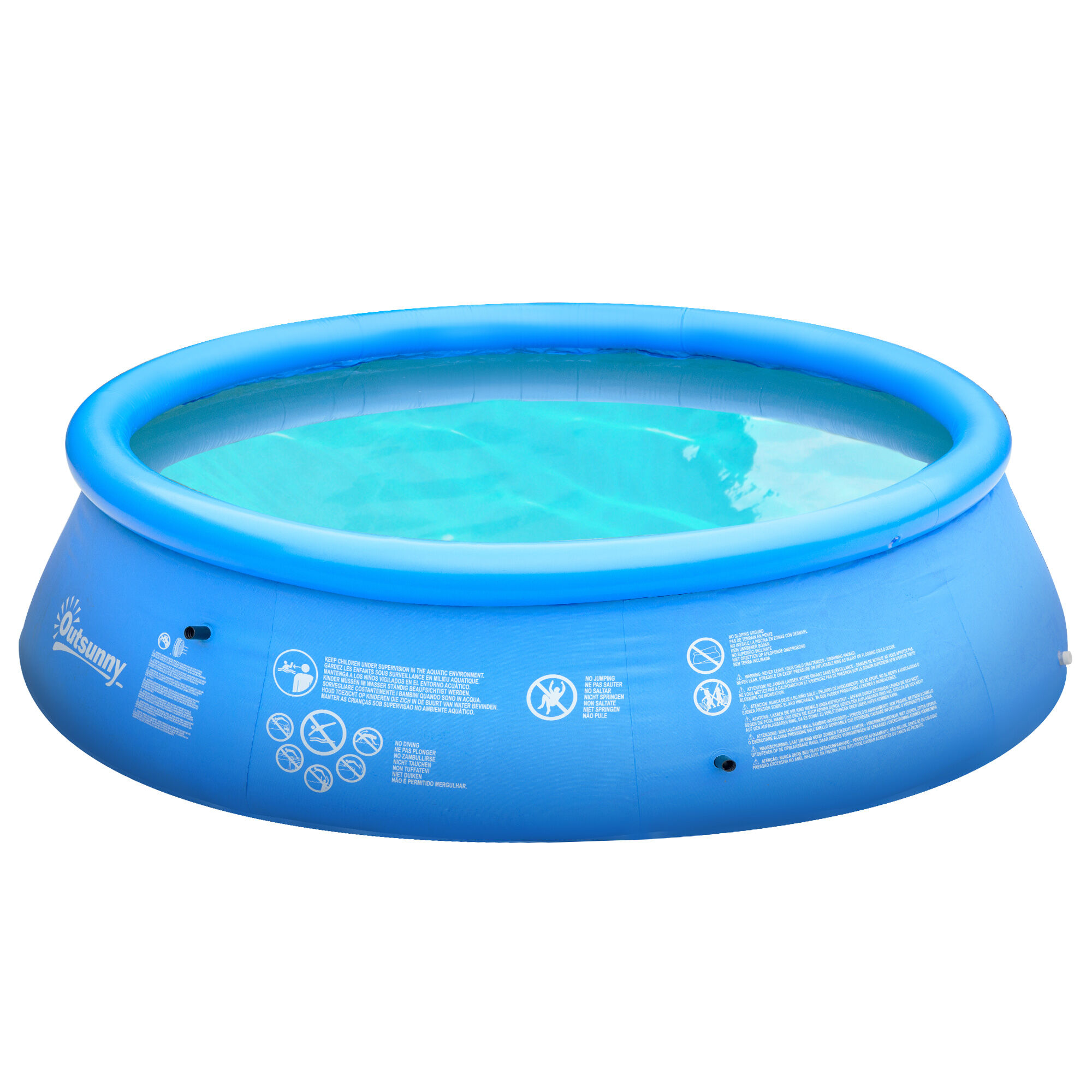 Outsunny Piscina Hinchable Redonda 4.000 Litros &Oslash;274x76 cm para 3-4 Personas Piscina Inflable Familiar Adultos y Ni&ntilde;os con Inflador de Mano para Jard&iacute;n Patio Exterior Azul, , large Imagen numero 1