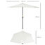 Outsunny Sombrilla 269x138x236 cm Parasol de Jardín con Manivela y Forma Semicircular para Exterior Terraza Patio Piscina Crema, , large indicador imagen numero 3